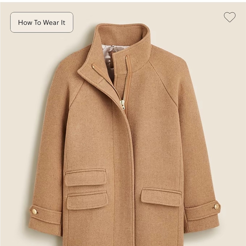 J.Crew Cocoon Coat in Italian Stadium-Cloth Wool (Camel) – Size 2